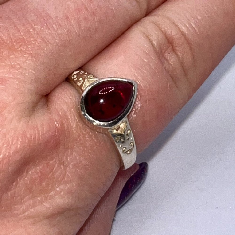 Garnet, Rose Quartz, Turquoise Pear Shaped Rings (SOLD SEPERATELY) - Size 9